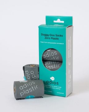 Picture of Adios Zero Plastic Poo Bags GREY 4 x Rolls / 60 Bags Handled x 1