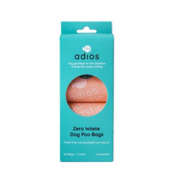 Picture of Adios Zero Plastic Poo Bags PINK 4 x Rolls / 60 Bags Non-Handle x 1