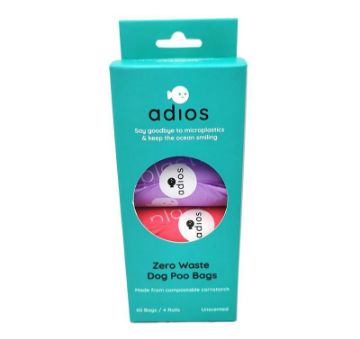 Picture of Adios Zero Plastic Poo Bags RAINBOW 4 x Rolls / 60 x Bags Non-Handle x 1