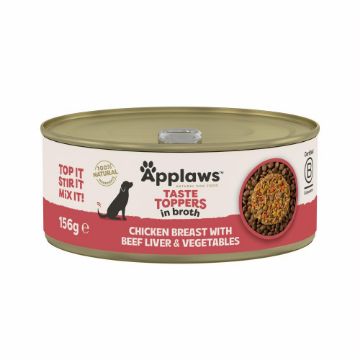 Picture of Applaws Taste Toppers Dog Cans Chicken, Beef Liver, Pumpkin, Carrots & Peas in Broth 156g x 12