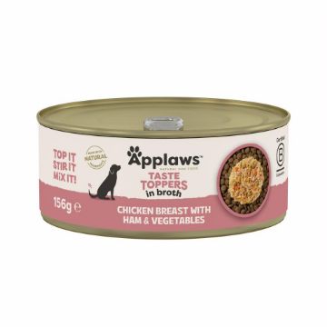 Picture of Applaws Taste Toppers Dog Cans Chicken, Ham & Veg in Broth 156g x 12