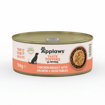 Picture of Applaws Taste Toppers Dog Cans Chicken, Salmon & Veg in Broth 156g x 12