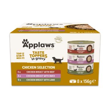 Picture of Applaws Taste Toppers Dog Cans Gravy Selection 156g x 8