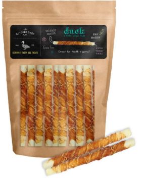 Picture of The Butcher Shop Co. 5" x 9-10mm White Twisted Stick Wrapped with DUCK 25pk x 1