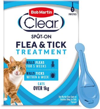 Picture of Bob Martin Clear Cat Spot On Flea Drops 3 Tube 50mg x 1