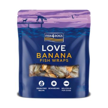 Picture of Fish4Dogs Love Banana Fish Wraps 100g x 10