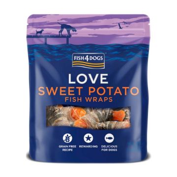 Picture of Fish4Dogs Love Sweet Potato Fish Wraps 100g x 10