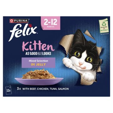 Picture of Felix AGAIL Kitten Pouch Mixed in Jelly 85g 12-Pack x 4