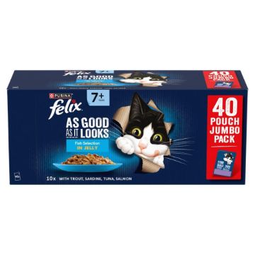 Picture of Felix AGAIL 7+ Senior Cat Pouch Fish Selection Jelly 85g x 40pk