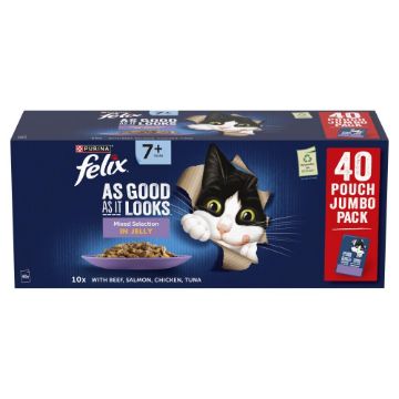 Picture of Felix AGAIL 7+ Senior Cat Pouch Mixed Selection Jelly 85g x 40pk