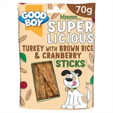 Picture of Good Boy Superlicious Turkey, Brown Rice & Cranberry Sticks 70g x 14