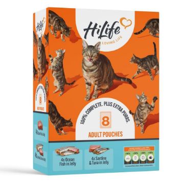 Picture of HiLife Cat Pouch Complete The Fishy One in Jelly 70g 8pk x 4