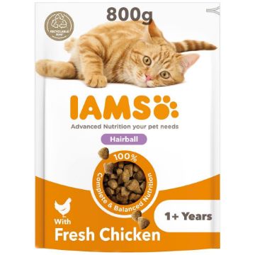 Picture of Iams Cat Hairball Chicken 800g