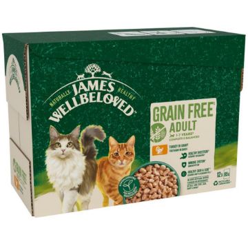 Picture of JWB Adult Cat Pouch Grain Free Turkey in Gravy 85g x 12