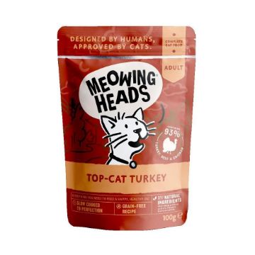 Picture of Meowing Heads Pouch Top Cat Turkey 100g x 10