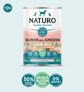 Picture of Naturo Adult Dog Cans Salmon & Chicken Herb in Jelly 390g x 12