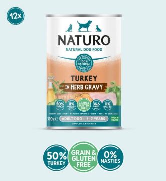 Picture of Naturo Adult Dog Cans Turkey in Herb Gravy 390g x 12