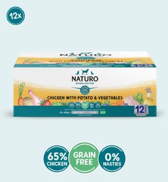 Picture of Naturo Adult Dog Tray GRAIN FREE Chicken, Potato & Veg 400g 12pk x 1