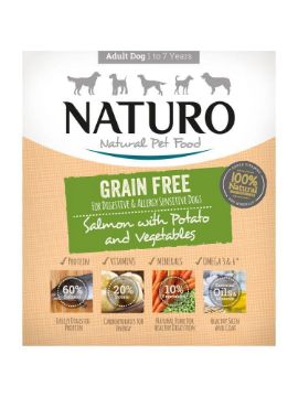 Picture of Naturo Adult Dog Tray GRAIN FREE Salmon, Potato & Veg 400g x 7