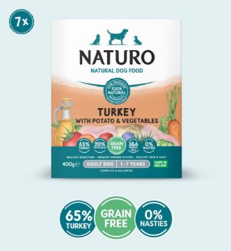 Picture of Naturo Adult Dog Tray GRAIN FREE Turkey, Potato & Veg 400g x 7