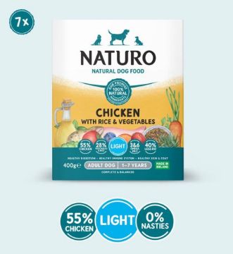 Picture of Naturo Adult Dog Tray LIGHT Chicken, Rice & Veg 400g x 7