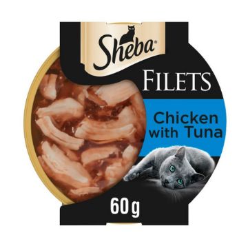 Picture of Sheba Fillets Cat Food Tray Chicken & Tuna in Gravy 60g x 32