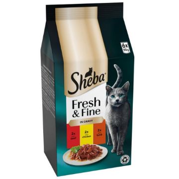 Picture of Sheba Pouch Fresh & Fine Meat in Gravy 50g 6pk x 8