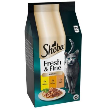 Picture of Sheba Pouch Fresh & Fine Chicken, Turkey & Duck in Gravy 50g 6pk x 8