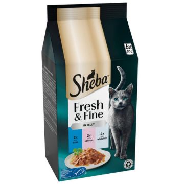 Picture of Sheba Pouch Fresh & Fine Tuna, Salmon & Trout in Jelly 50g 6pk x 8