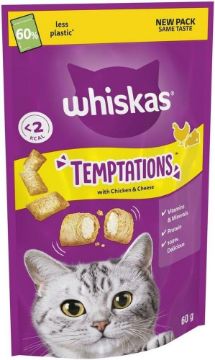 Picture of Whiskas Temptations Cat Treats Chicken & Cheese 60g x 6