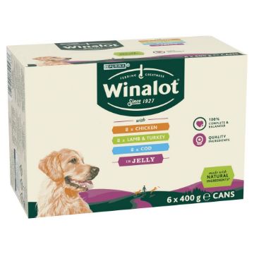Picture of Winalot Classics Adult Dog Cans Mixed Jelly (Chicken/Cod/Lamb & Turkey) 400g 6pk x 4