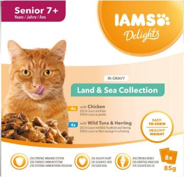 Picture of Iams Senior 7+ Cat Pouch Delights Land & Sea Collection Gravy 8pk x 1