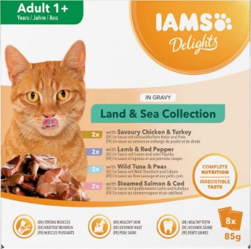 Picture of Iams Cat Pouch Delights Land & Sea Collection Gravy 8pk x 1