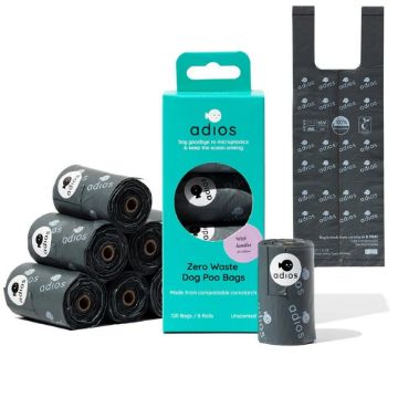 Picture of Adios Zero Plastic Poo Bags GREY 8 x Rolls / 120 Bags Handled x 1
