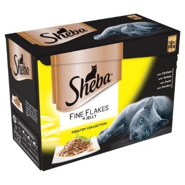 Picture of Sheba Pouch Fine Flakes Poultry Collection in Jelly 85g 12-Pack x 4