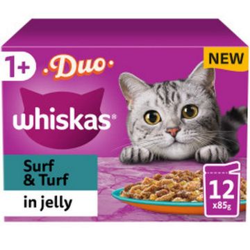 Picture of Whiskas Pouch 1+ Duo Surf & Turf Jelly 85g 12-Pack x 4
