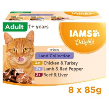 Picture of Iams Cat Pouch Delights Land Collection Gravy 8pk x 1