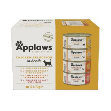 Picture of Applaws Cat Can Chicken Selection in Broth 70g 12pk x1