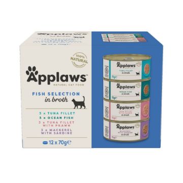 Picture of Applaws Cat Can Fish Selection in Broth 70g 12pk x1