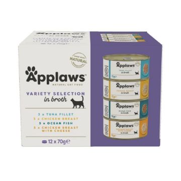 Picture of Applaws Cat Can Mixed Selection in Broth 70g 12pk x1
