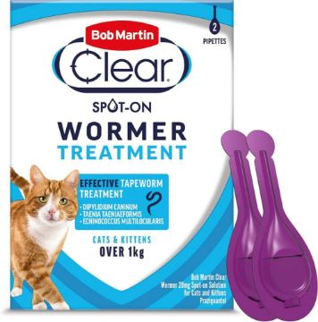 Picture of Bob Martin Clear Spot-On Cat Wormer 2 Tube x 1