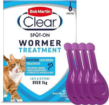 Picture of Bob Martin Clear Spot-On Cat Wormer 4 Tube x 1