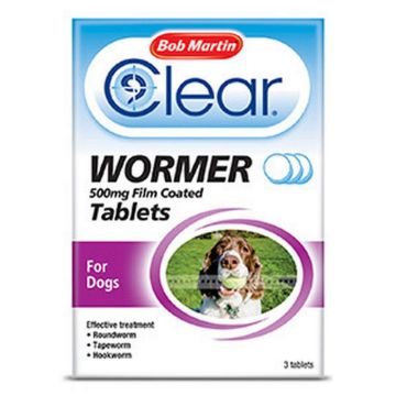 Picture of Bob Martin Clear 3 in 1 Wormer Dogs up to 40kg 4 Tab x 1