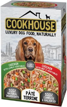 Picture of COOKHOUSE Dog Pouch Terrines Chicken, Beef & Veg / Chicken, Lamb & Veg 100g 6pk x 6