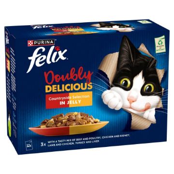 Picture of Felix AGAIL Cat Pouch Doubly Delicious Countryside Selection 85g x 12-Pack x 4