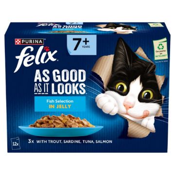 Picture of Felix AGAIL 7+ Senior Cat Pouch Fish in Jelly 85g 12-Pack x 4