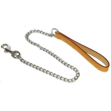 Picture of Ancol Leather Chain Lead 50kg Heavy 36" Tan x 1