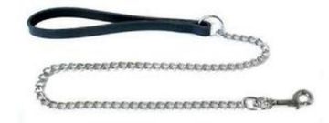 Picture of Ancol Leather Chain Lead 30kg Medium 32" Black x 1