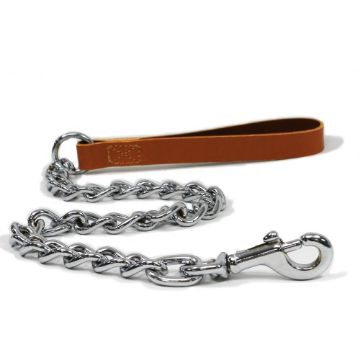 Picture of Ancol Leather Chain Lead 75kg X-Heavy 30" Tan x 1