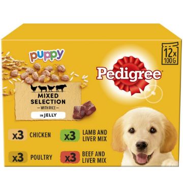 Picture of Pedigree Pouch Puppy Mixed Selection in Jelly 100g 12-pack x 4